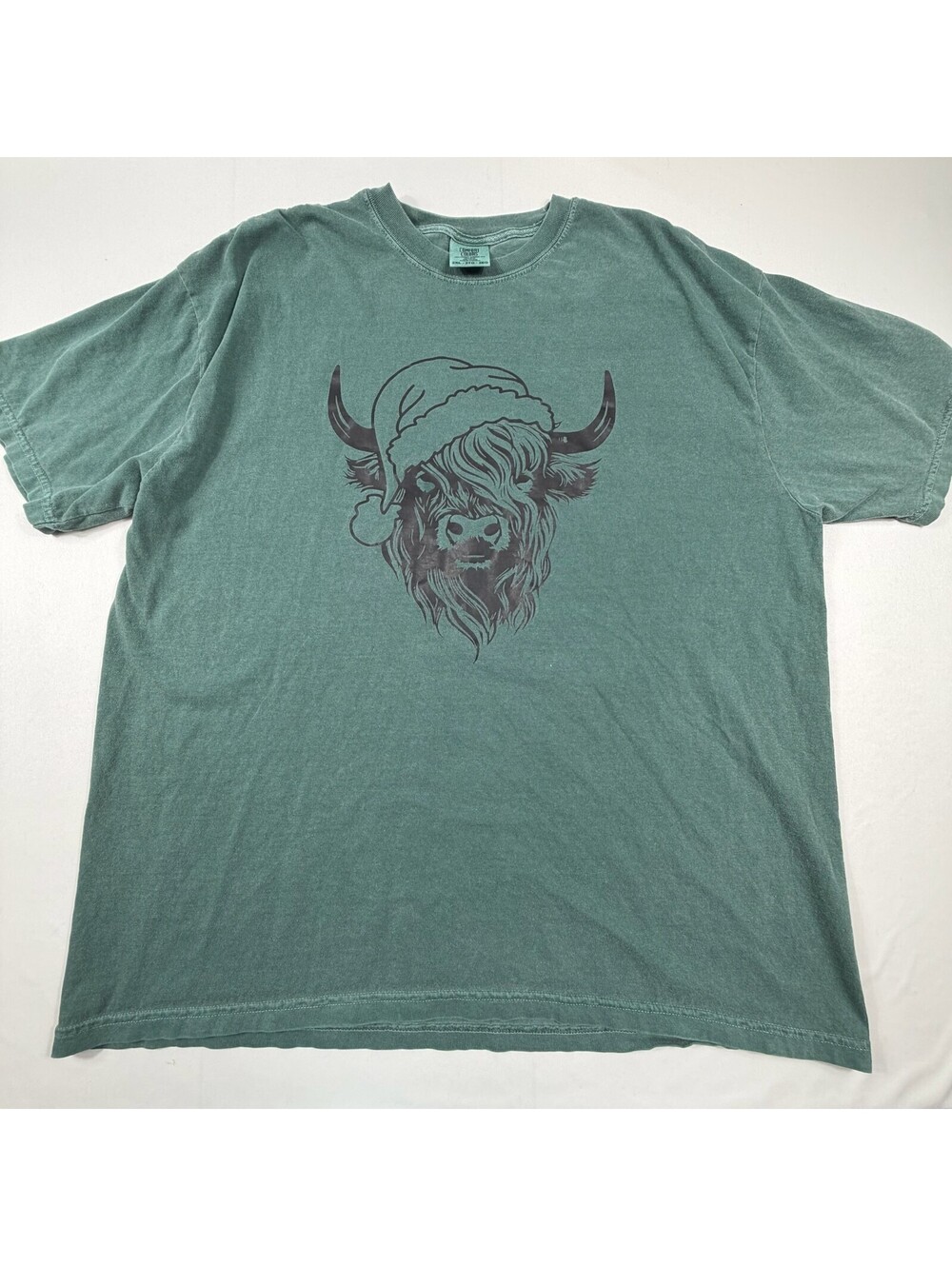 Comfort Colors 2XL Green Heavyweight Cotton T-Shirt with Bull Graphic